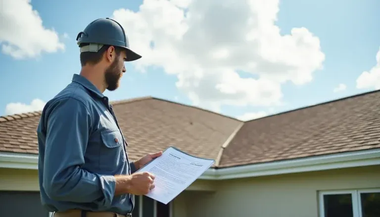 Man thinking for the warranty of the roof